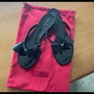 Valentino Black Rubber Bow Sandals 38